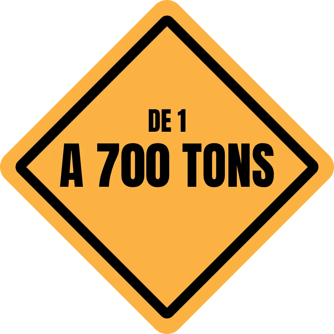De 1 a 700 toneladas
